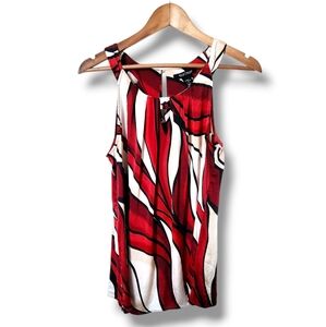 White House Black Market Silk Geometric Sleeveless Blouse | 12